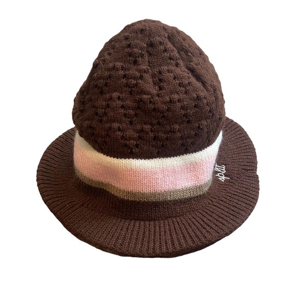 Vintage Split Knitted Winter Bucket Logo Hat Beanie Made In USA One Size main image 7